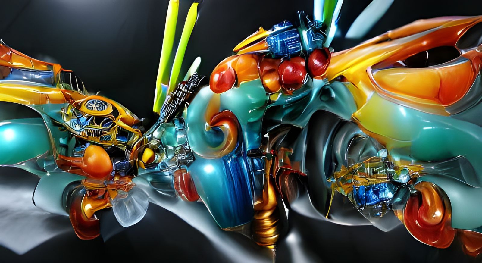 Futuristic Sci-Fi Robot Insect in Blown Glass Style