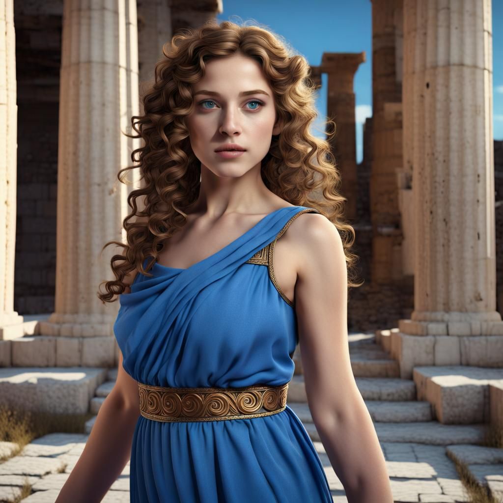 Greek Beauty in Ancient Landscape: Detailed Matte Painting