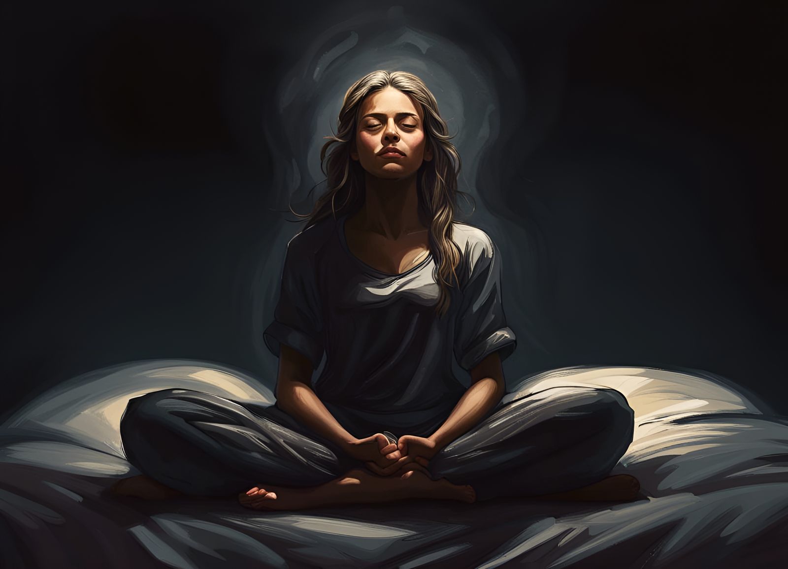 Girl Levitating in Lotus Pose: Gothic Horror