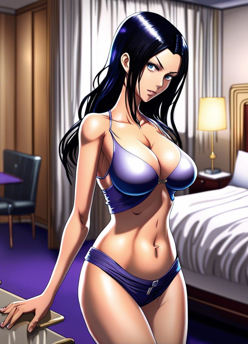 Nico robin in a hotel room with hot body and outfit