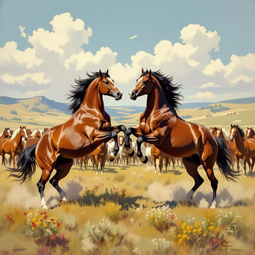 Stallions Clash on the Alberta Plains, Gritty Realism
