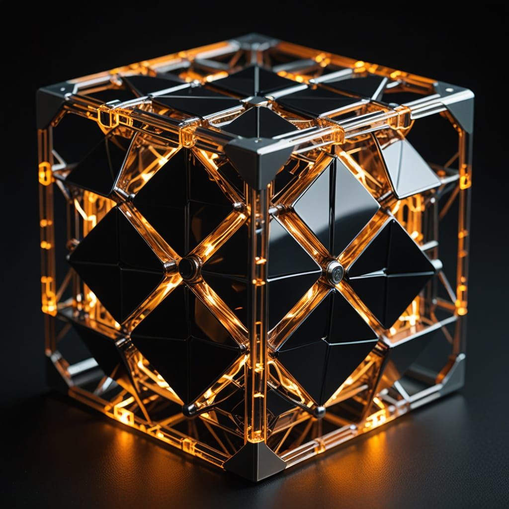 Geometric Hypercube in a Modern Art Style