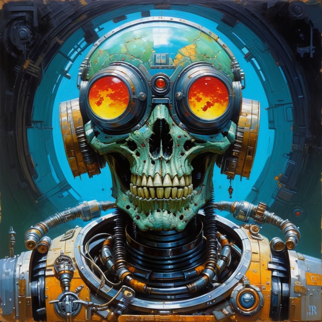 Biopunk Scene as Oil Painting