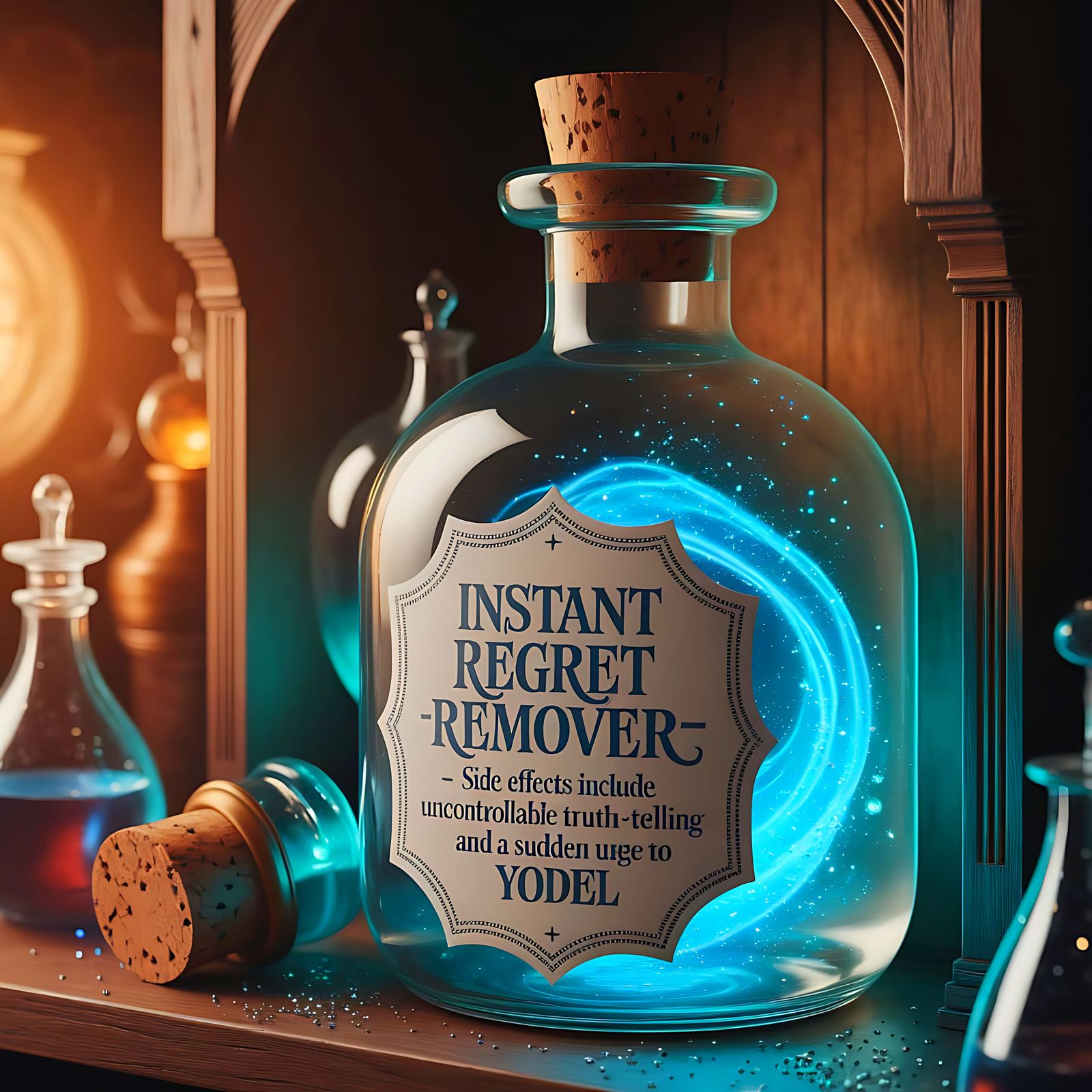 Vintage Potion Bottle with Whimsical Label