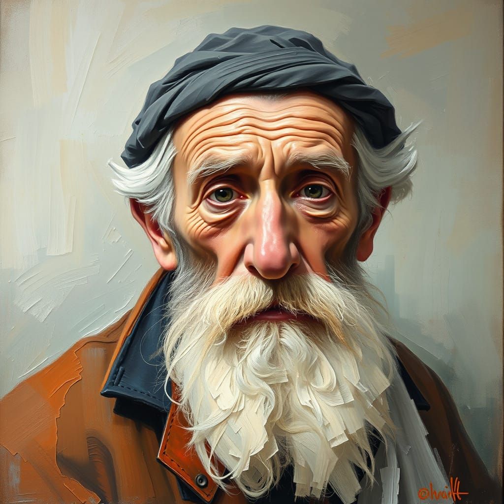 Wise Old Man in Muted Oil Painting