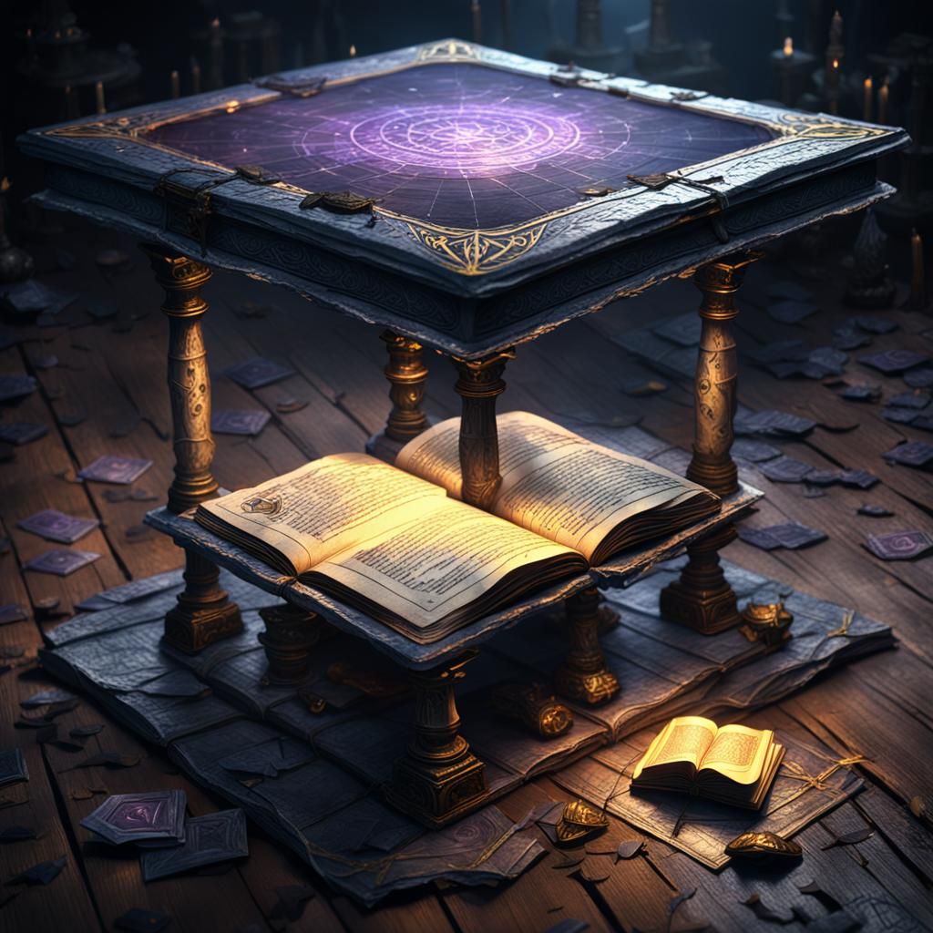 Mystical Enchanting Table in Dark Fantasy Art