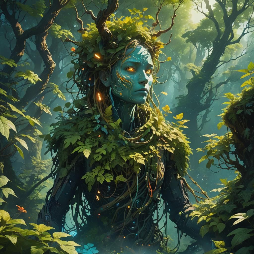 Mystical Being Breathes Life Force in Fantasy Art