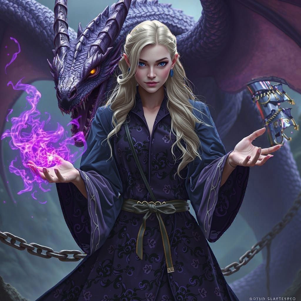Majestic Purple Witch Unleashes Magical Purple Sparks with A...
