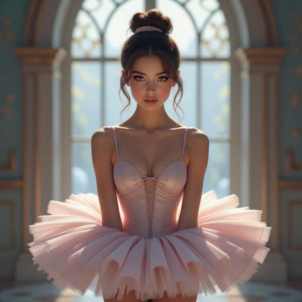 Elegant Ballerina Portrait in Digital Art Style