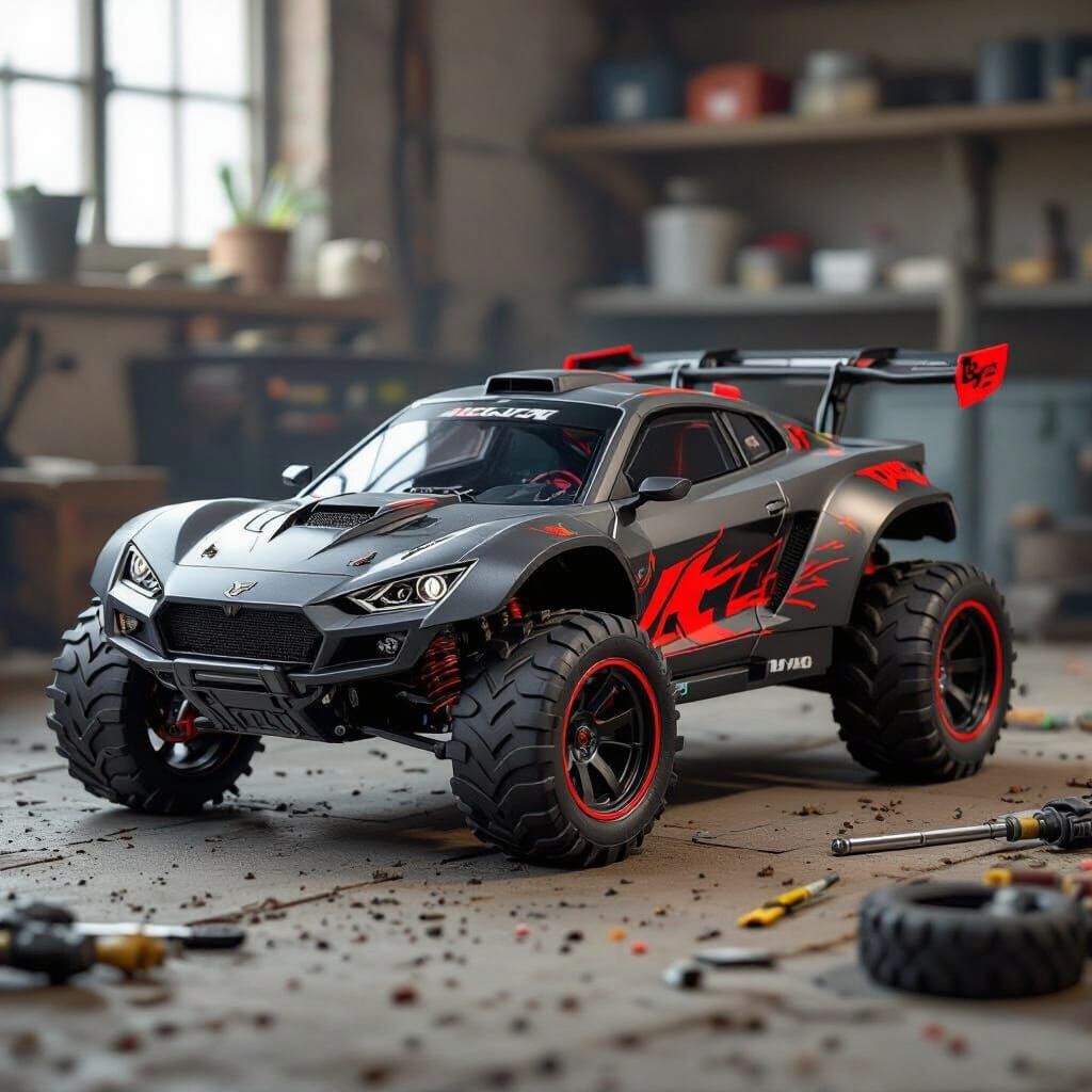 3D Rendered Tamiya Mini 4WD Car: Brocken Gigant Fusion