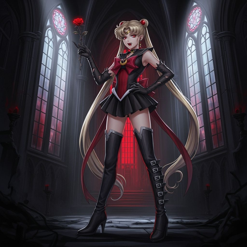 Vampire Sailor Moon in Dark Cinematic Anime Style