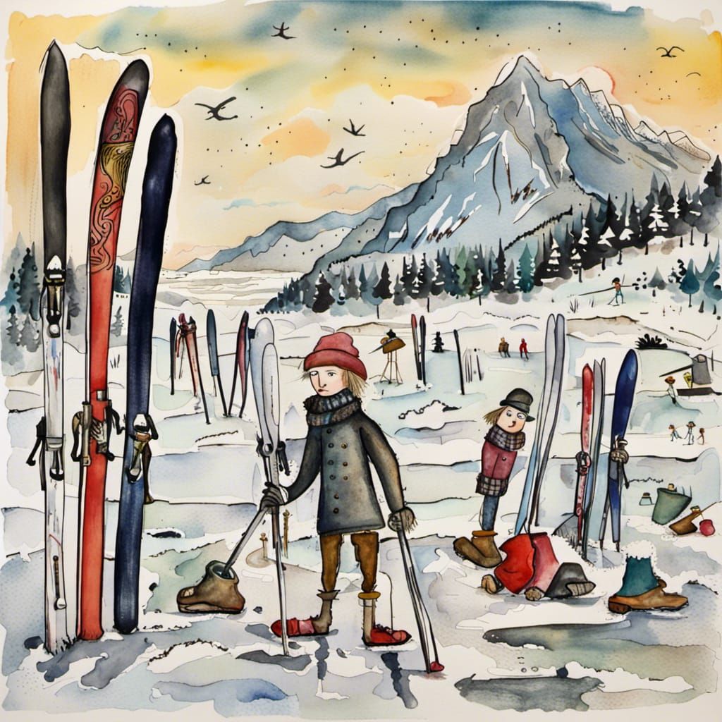 Icy Landscape: Skis for Sale in Art Brut
