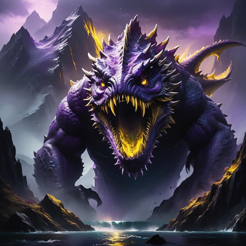 Sea Monster Hiding Behind Colossal Mountain