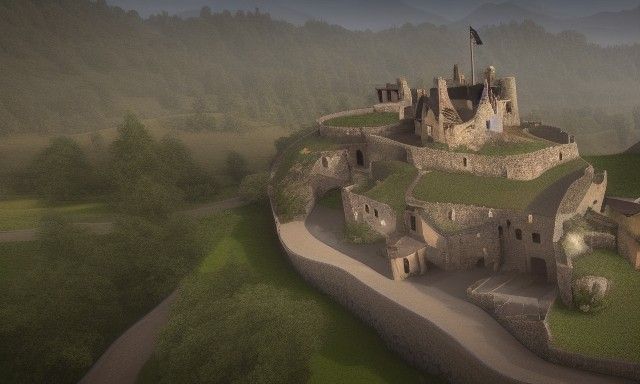 Castle Village Hill Landscape in 8K Resolution