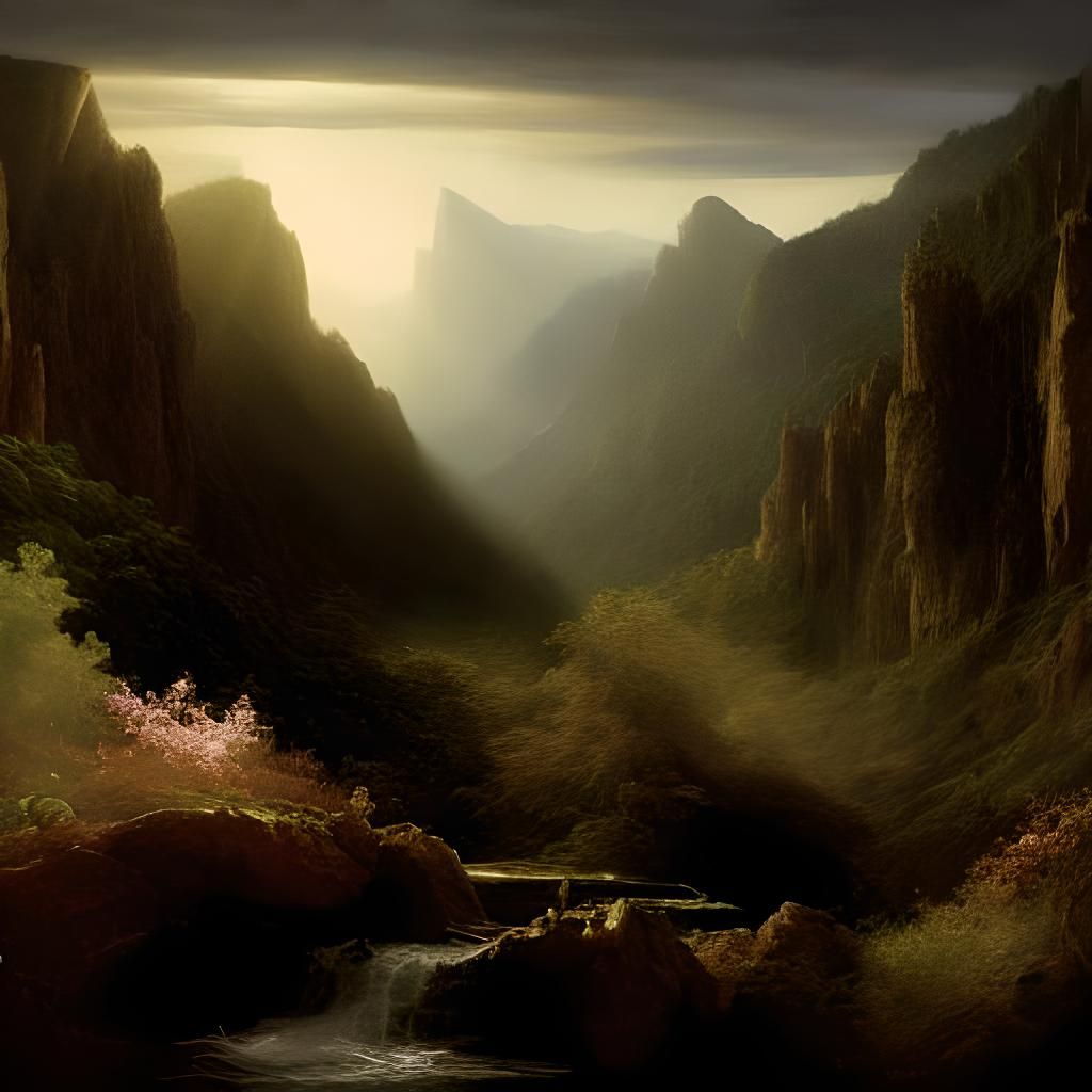 Majestic Waterfall Flowing into Lake with Flowers