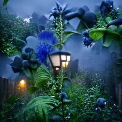 Glowing Lantern Illuminates Dark Forest
