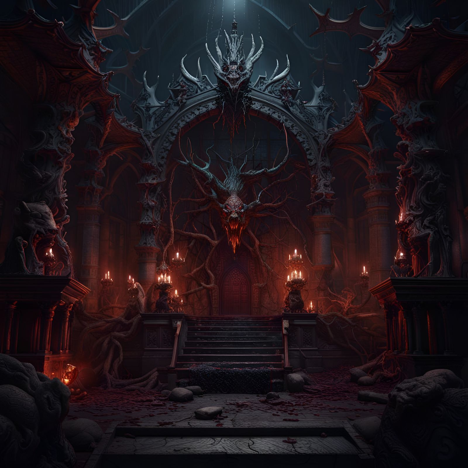 Fantastical Demonic Court: Detailed Matte Painting