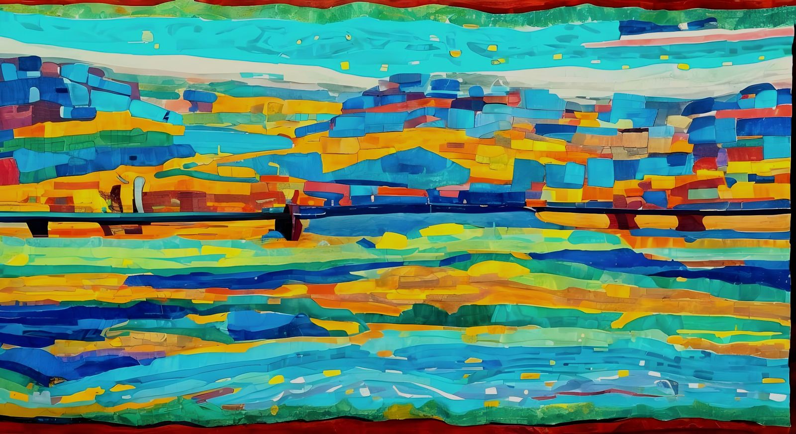 Rowboat in a Gigantic Picture Frame River Landscape