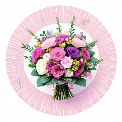 The illustration shows a bouquet of flowers consisting mainl...