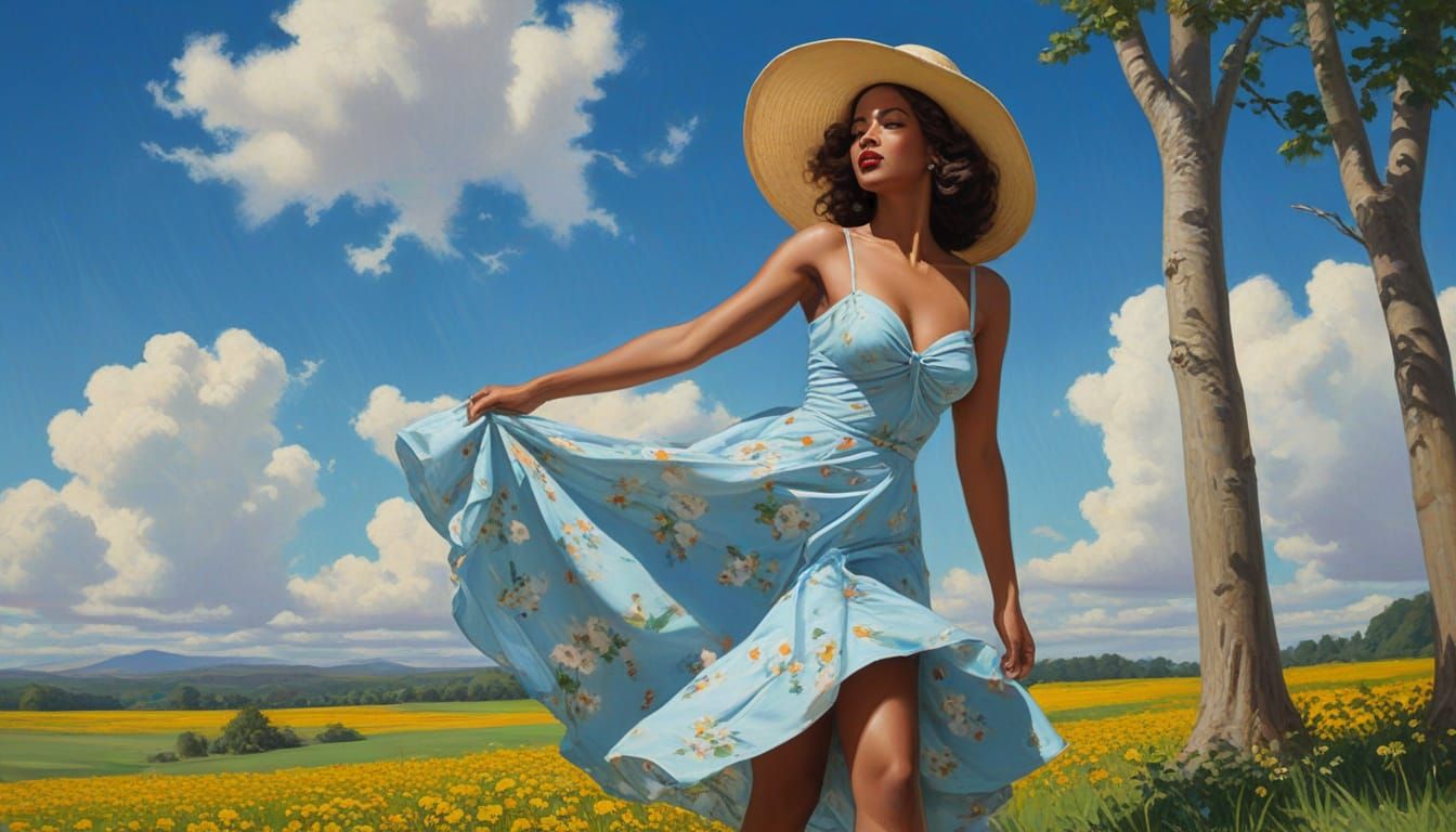 Gorgeous Ethiopian woman translucent floral dress with a ult...