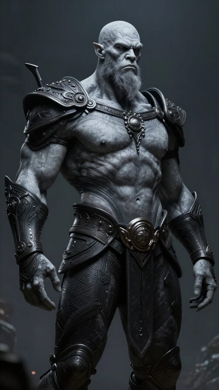 Muscular Goliath Warrior in Cinematic Digital Matte Painting...