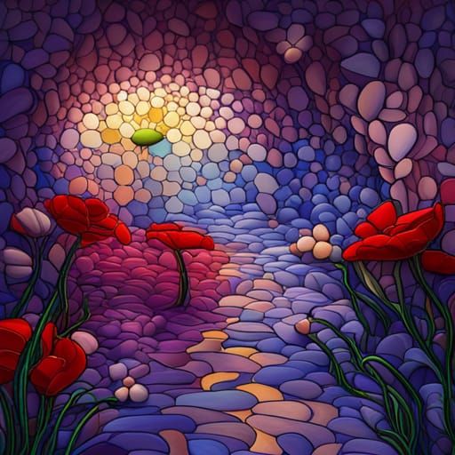 Stained Glass Flower Sculpture in 3D