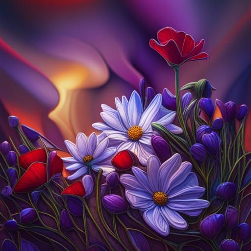 Stained Glass Floral Sculpture in 3D