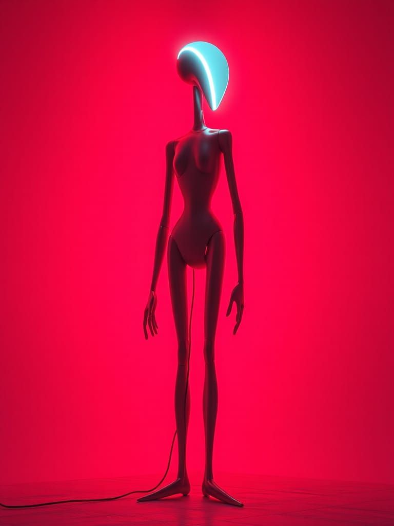 Futuristic Humanoid Lamp in Dystopian Sci-Fi Style