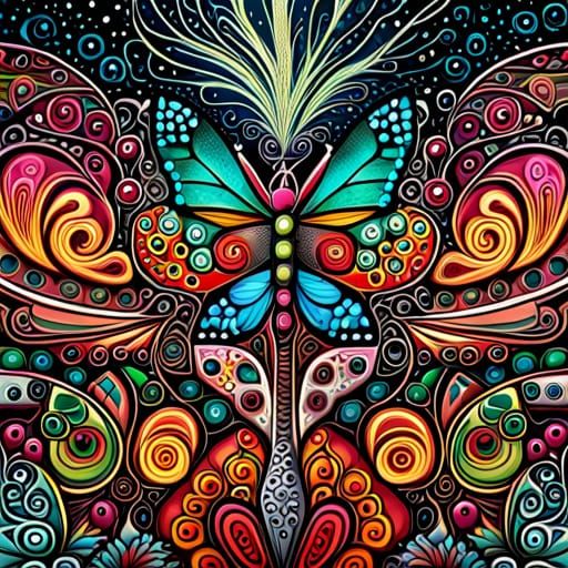 Fantasy Butterfly in Mixed Media Style