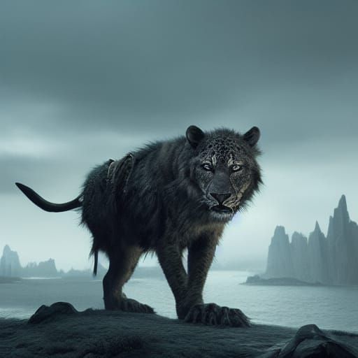Dramatic Feral Animal in Digital Matte Painting Style
