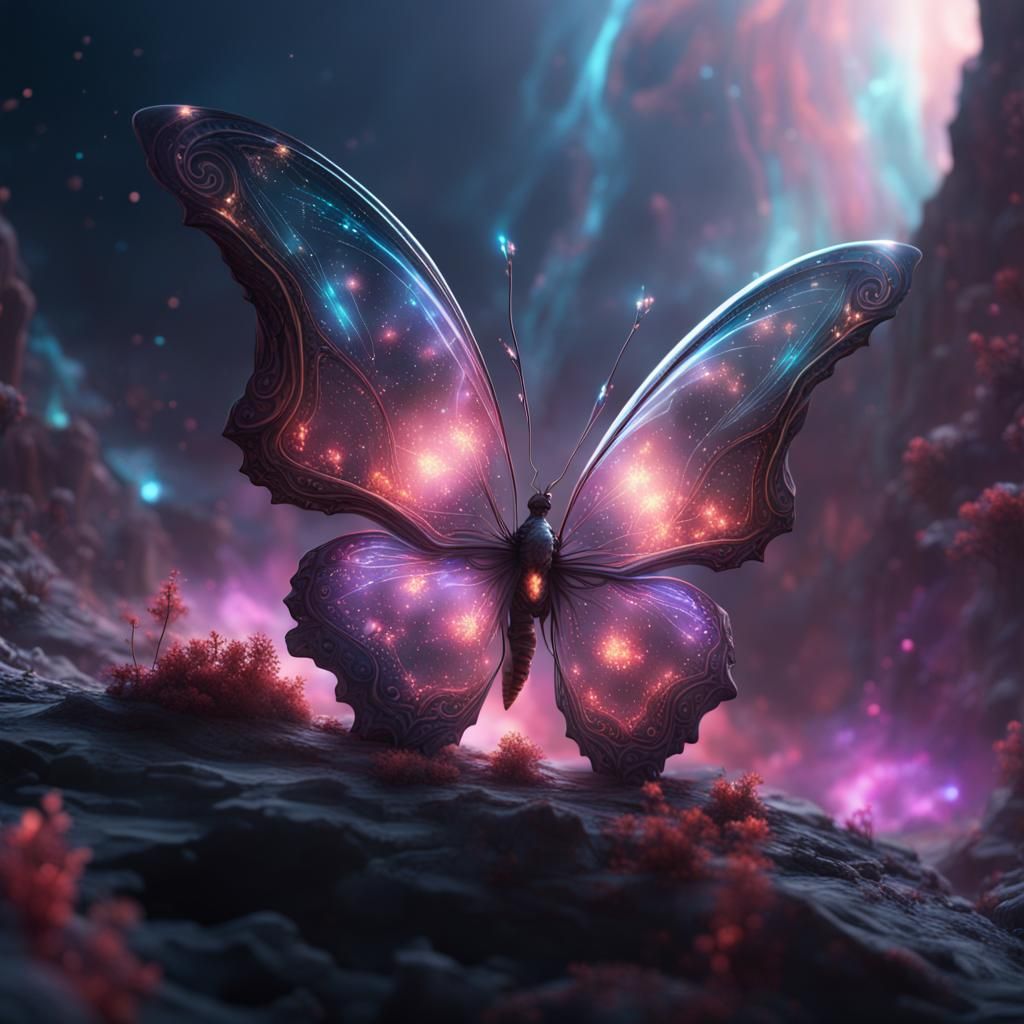 Nebula Crystal Butterfly: Fantasy Concept Art