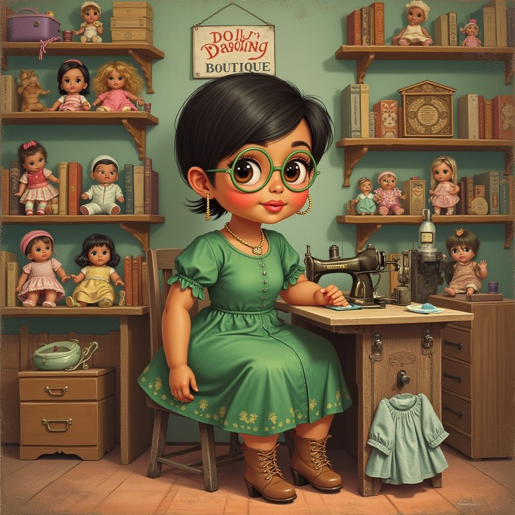 Curvy Hispanic Woman in Whimsical Cottagecore Setting