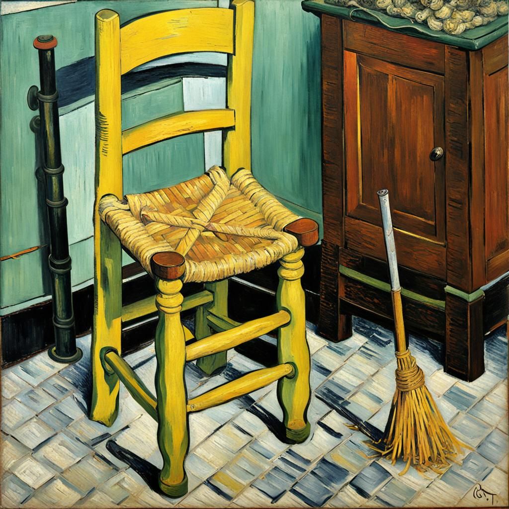 Post-Impressionist Oil Painting: Yellow Chair