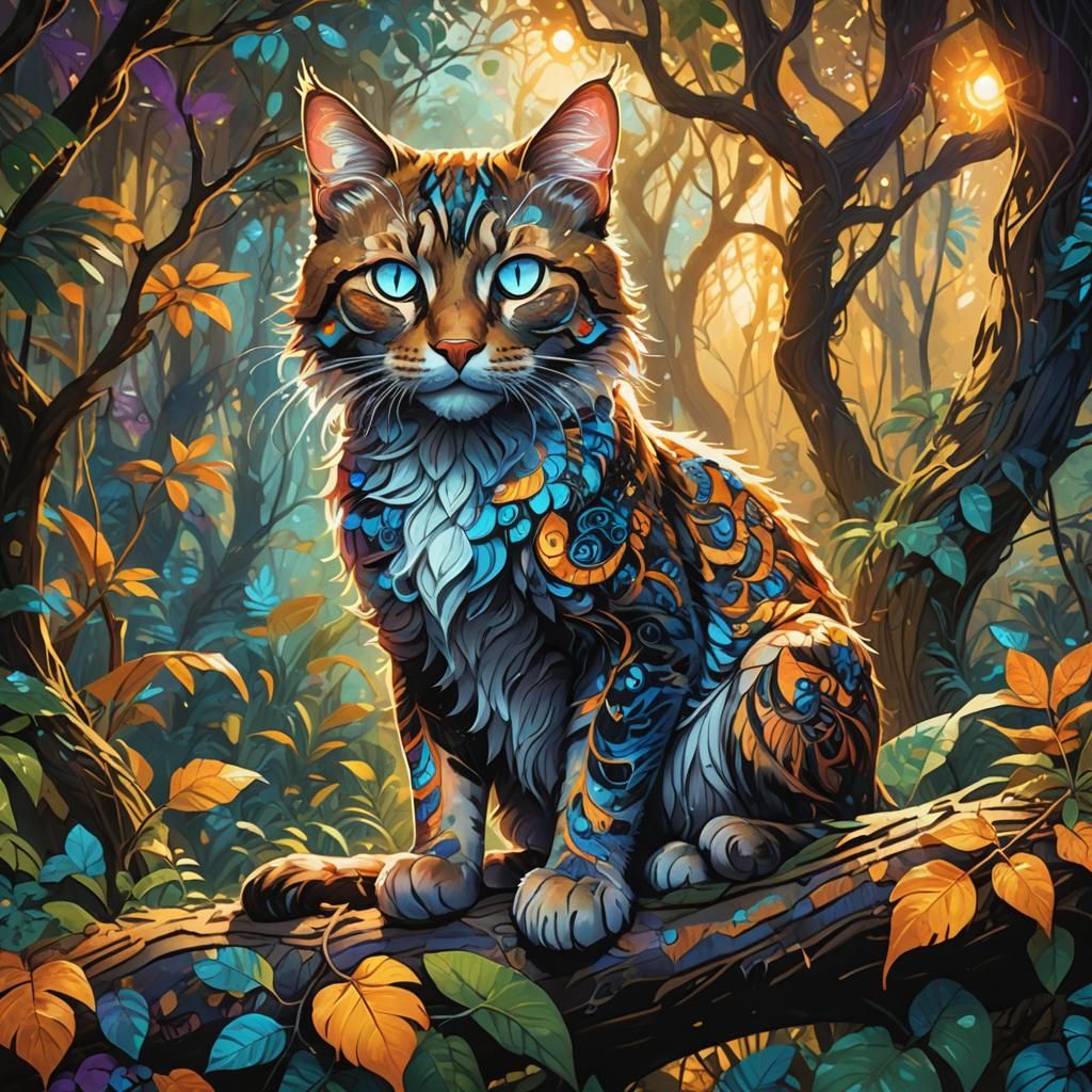 Mystical Cat in Jungle Concept Art