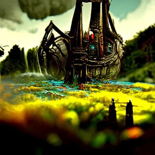 Fantastical Haven: Detailed Matte Painting in Deep Color