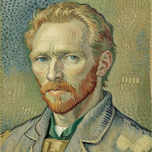 Post-Impressionist Self Portrait in Starry Night Blue