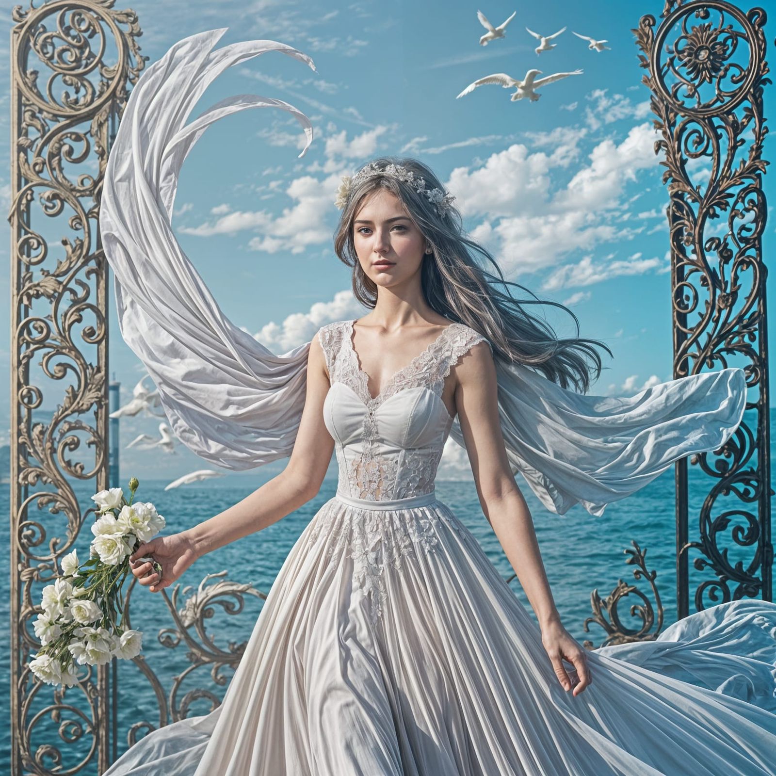 Enigmatic Goddess in Mysterious Landscape