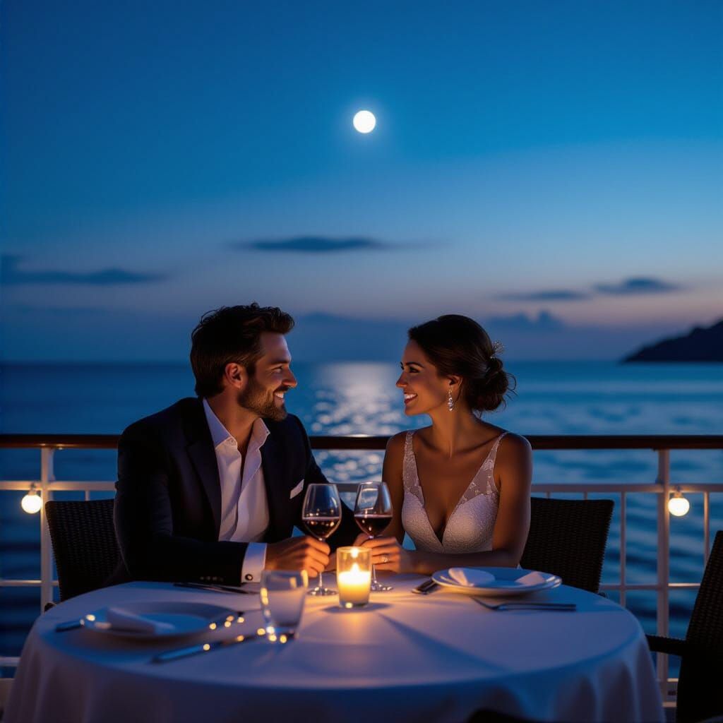 Romantic Cruise: Couple Dine Under the Stars