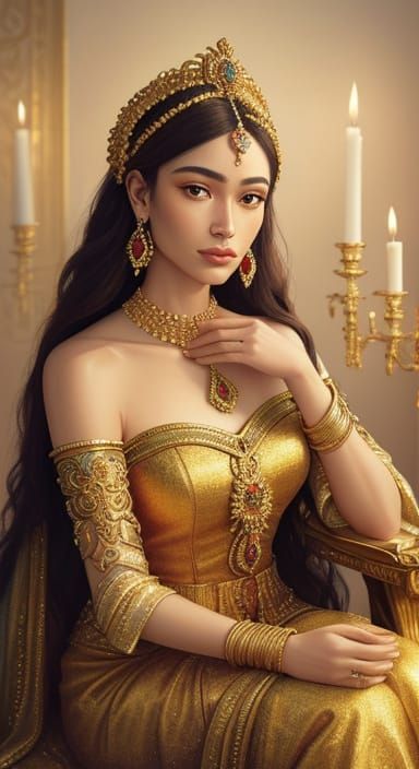 Goddess Portrait in Divine Oil Painting Style