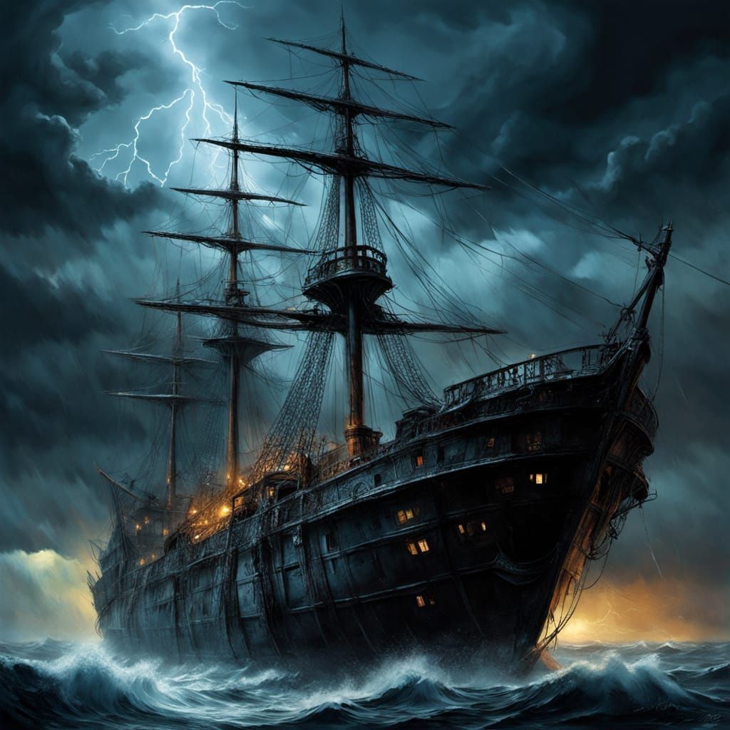 Surreal Siren Emerges from Thunderstorm-Wracked Shipwreck