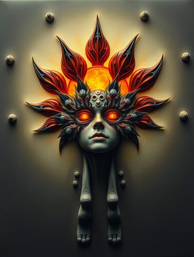 Androgynous Sun Entity with Botanical Elements