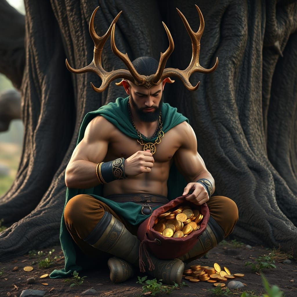 Cernunnos: Celtic God in Dark Fantasy Style