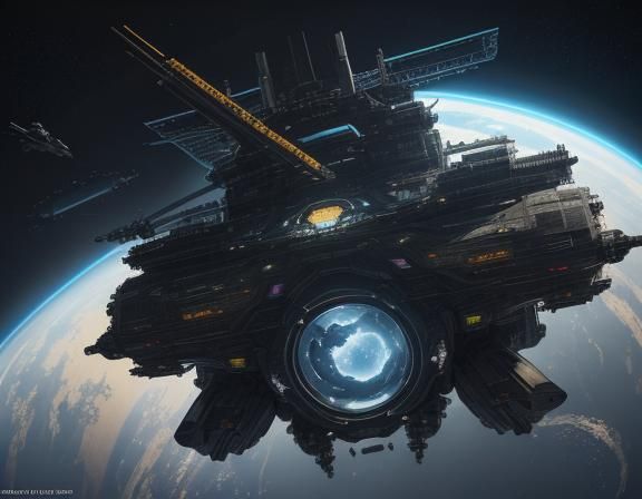 Sci-Fi Space Station Orbiting Gas Giant in Unreal Engine