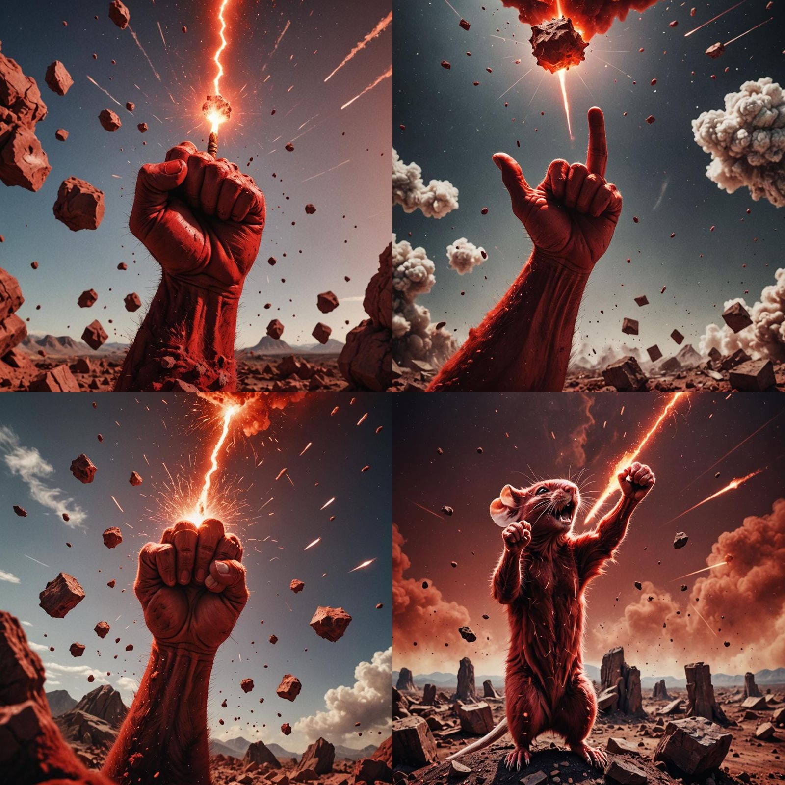 Furious Mice Celebrate Earth's Destruction in Red