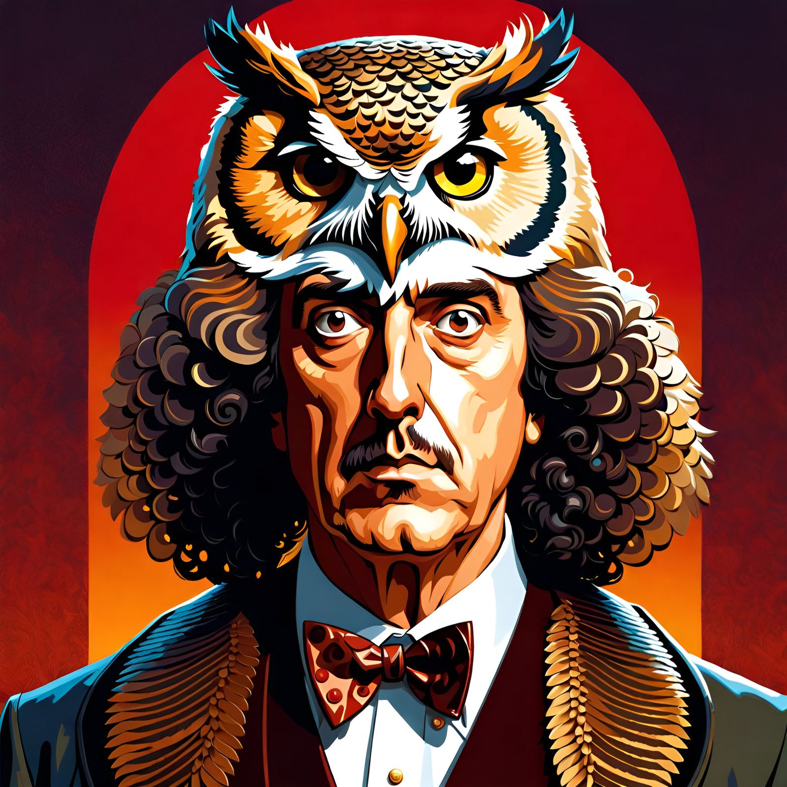 Weird Al Owl Portrait in Digital Illustration