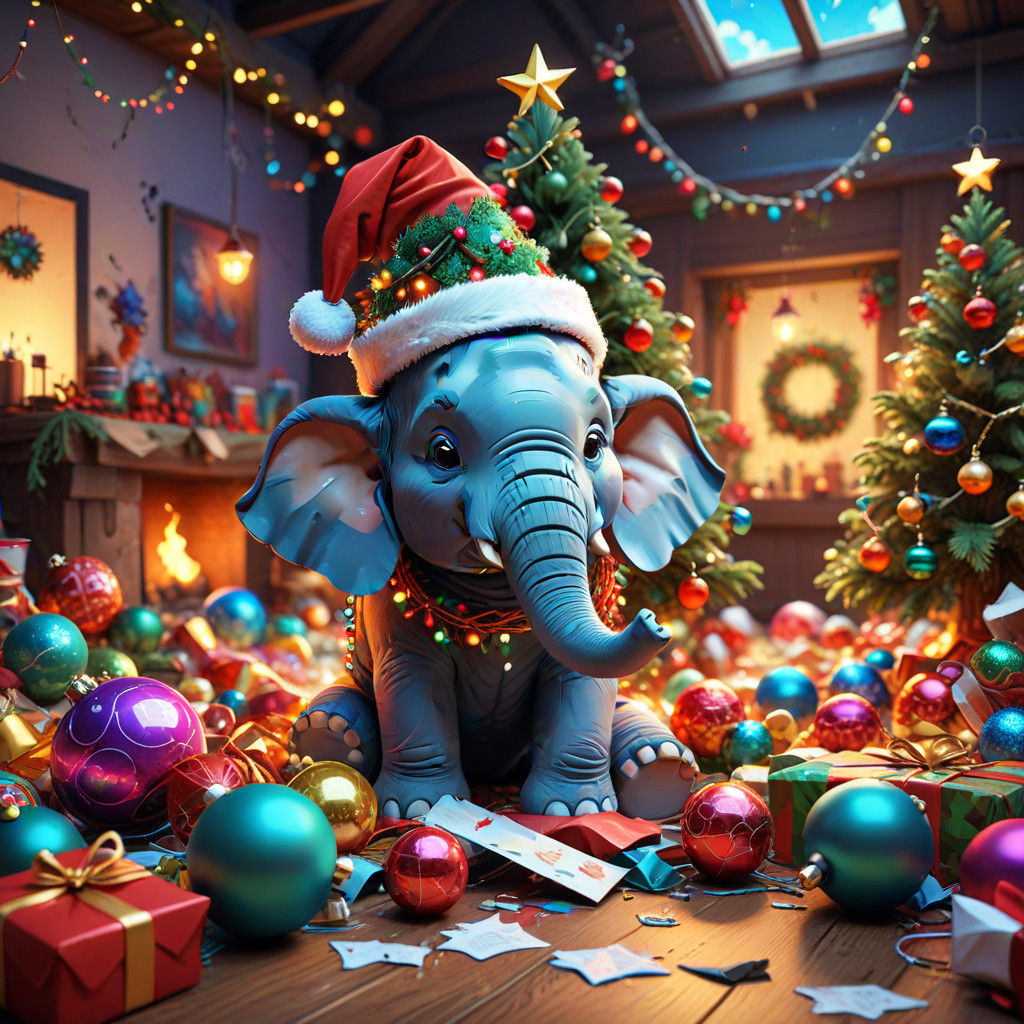 Whimsical Christmas Chaos in Vibrant Cartoon Style