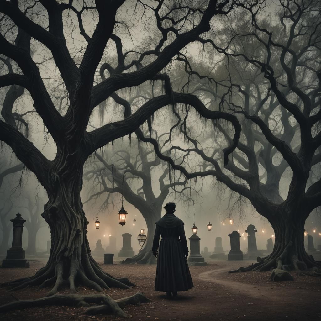 Eerie Ghostly Dance in Misty Graveyard
