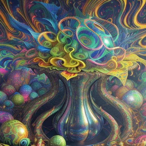 Psychedelic Cornucopia in Surreal 3D Rendering