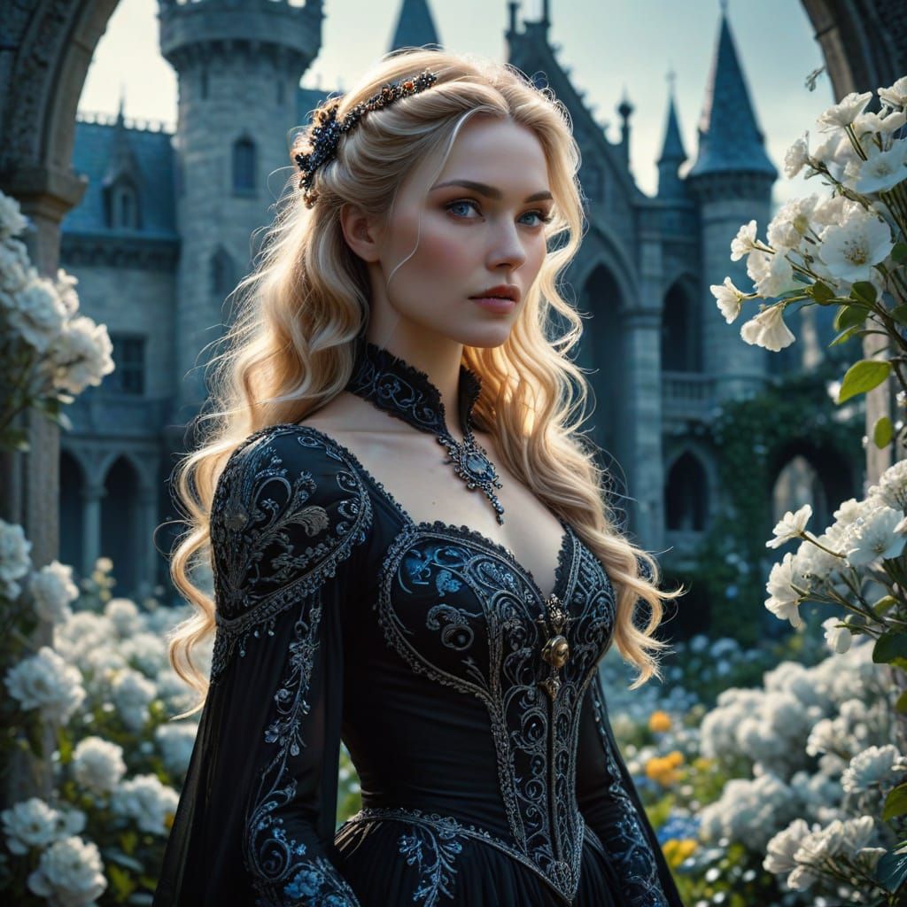 Evie and Rohr in Frosty Garden, Hyperrealistic