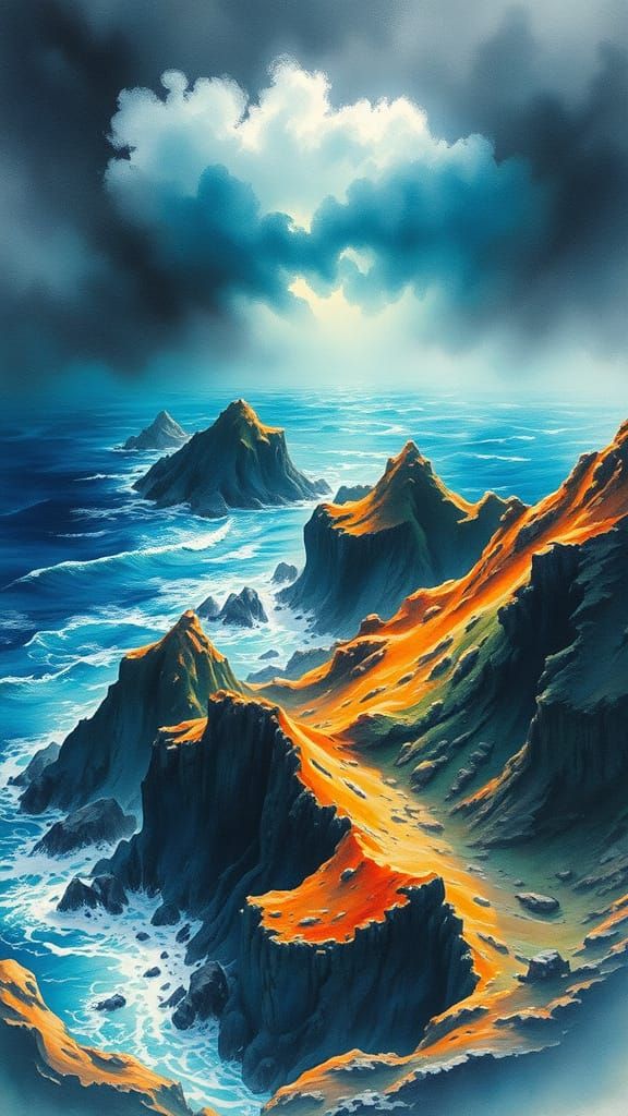 Surreal Coastline in Watercolour Style